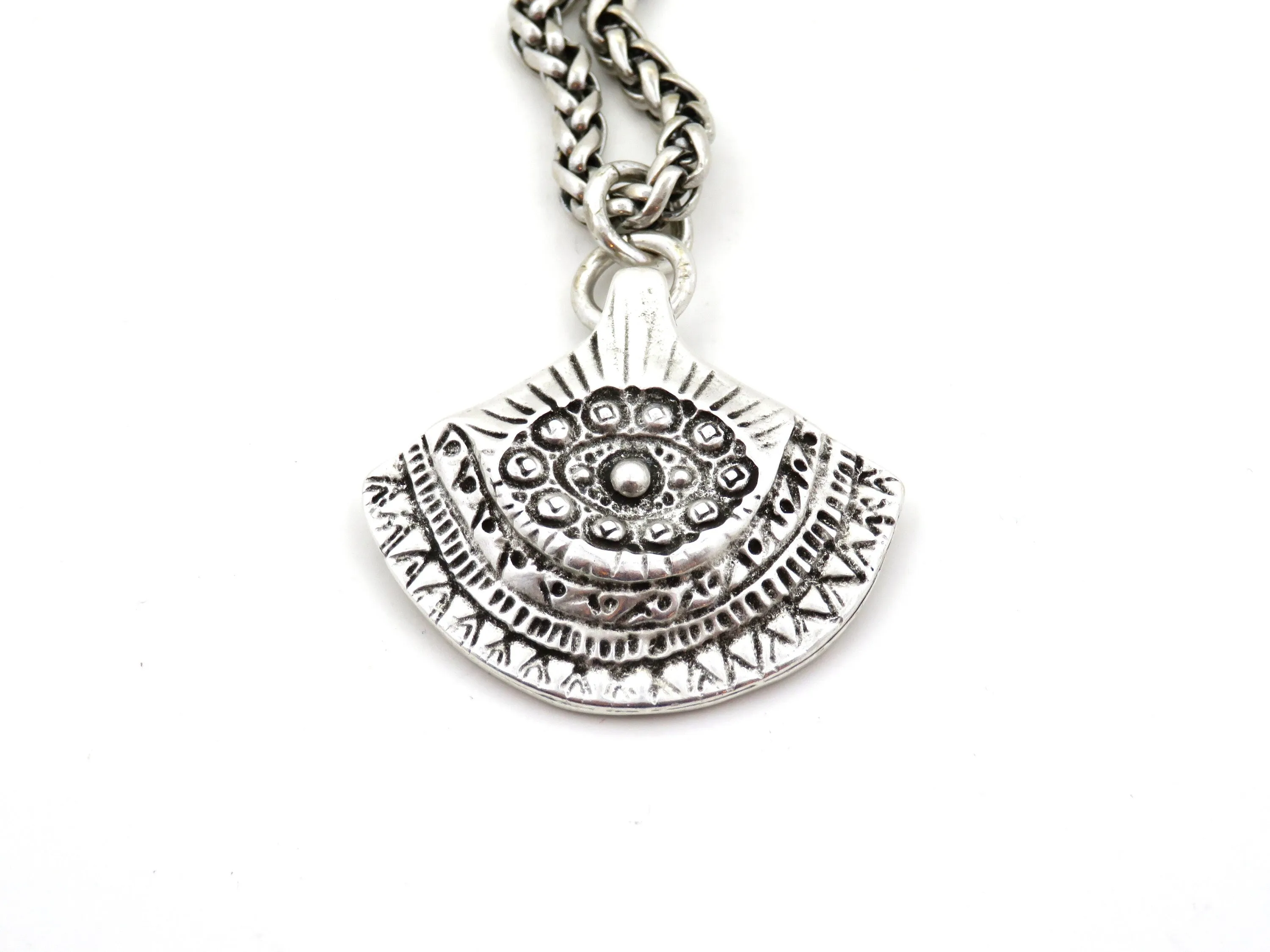 Silver Chunky Long Fan Necklace
