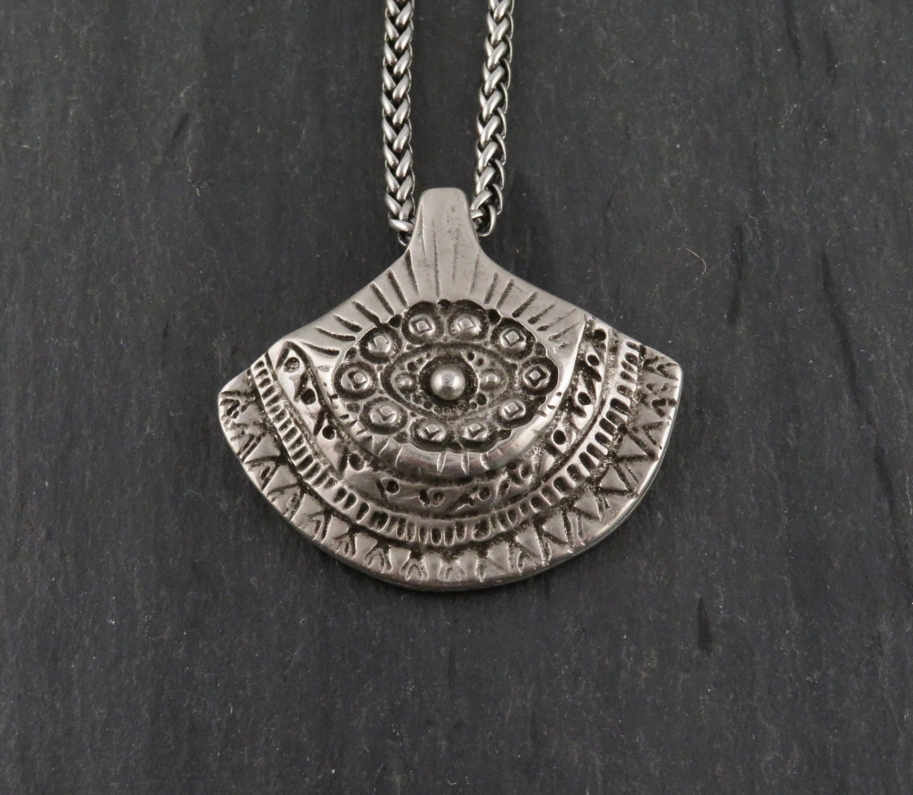 Silver Chunky Long Fan Necklace