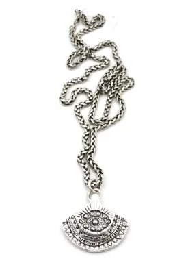 Silver Chunky Long Fan Necklace