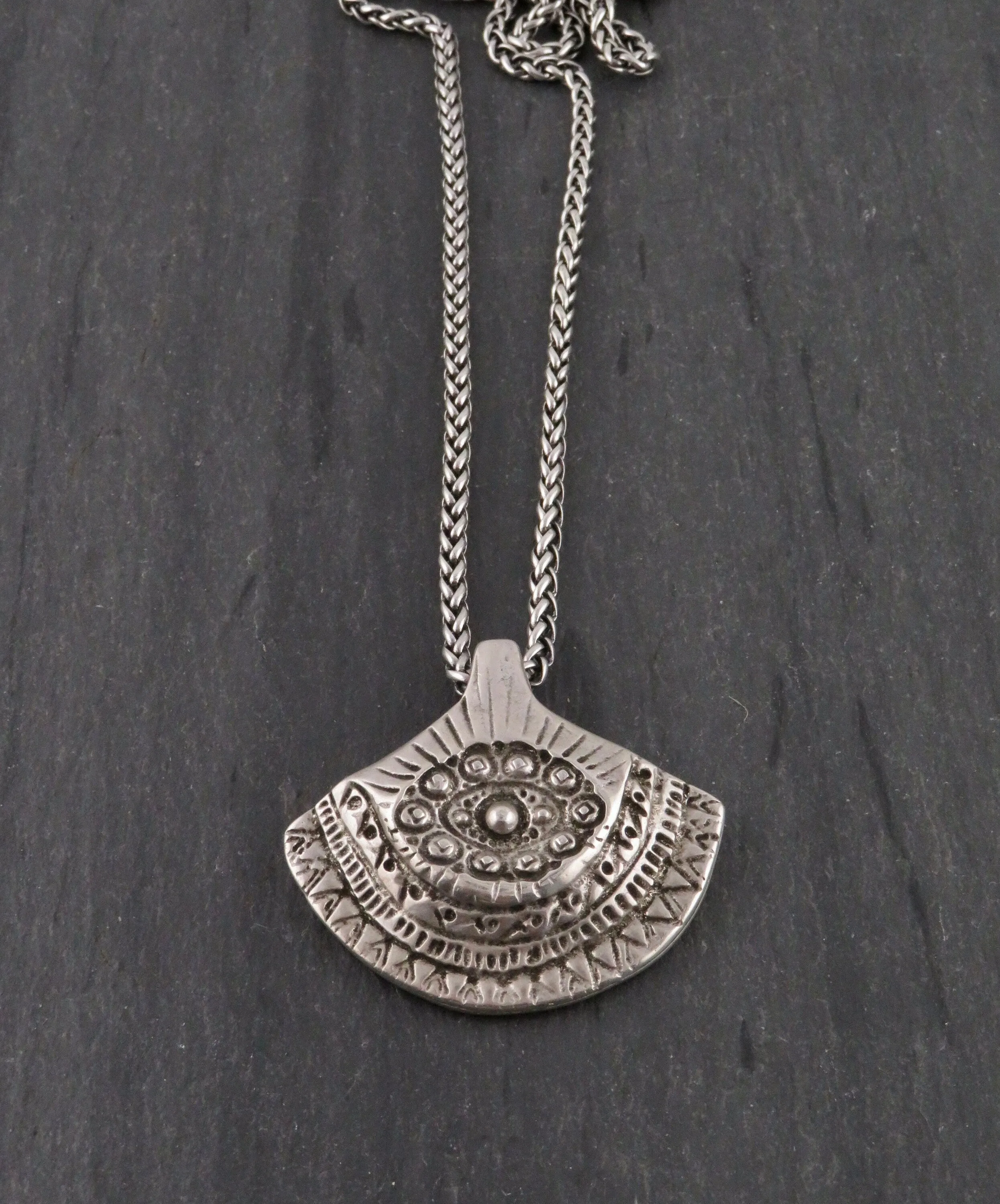 Silver Chunky Long Fan Necklace