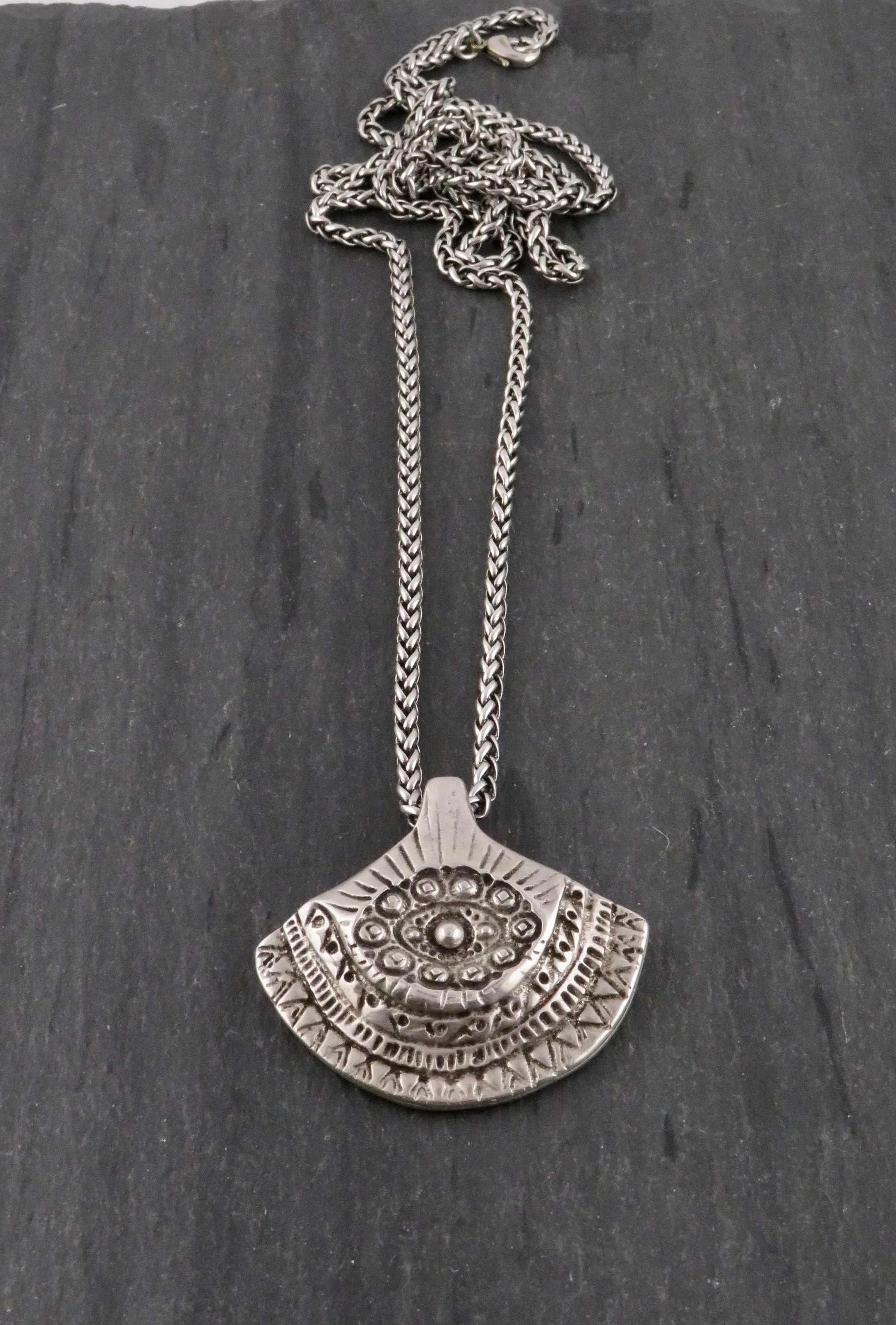 Silver Chunky Long Fan Necklace