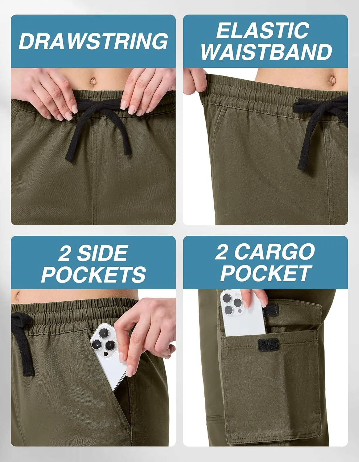 SPECIALMAGIC Capri Pants for Women Hiking Cargo Pockets Casual Travel Cropped Cotton