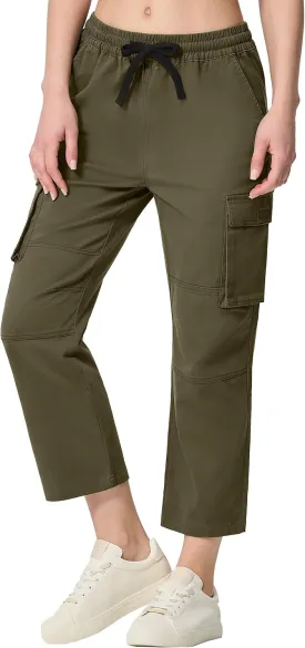SPECIALMAGIC Capri Pants for Women Hiking Cargo Pockets Casual Travel Cropped Cotton