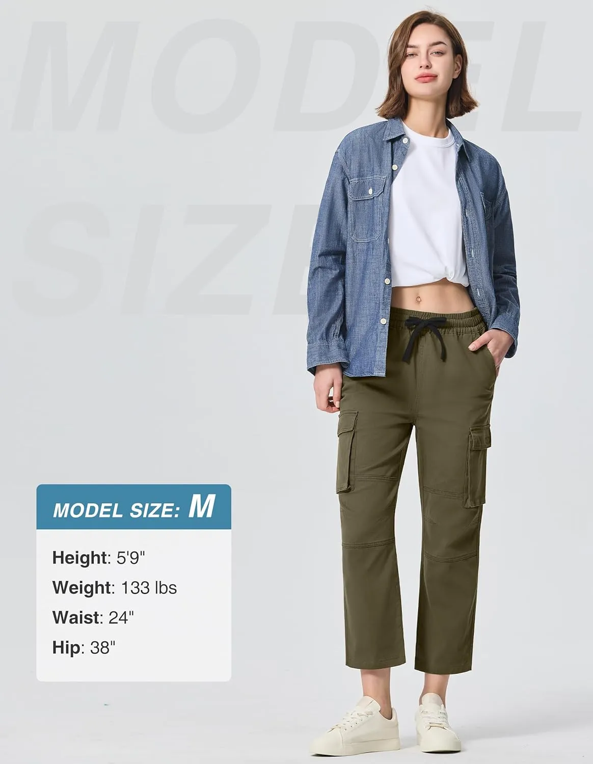 SPECIALMAGIC Capri Pants for Women Hiking Cargo Pockets Casual Travel Cropped Cotton