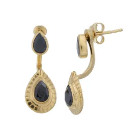 TEARDROP CLAW EARRINGS - BLACK ONYX - GOLD