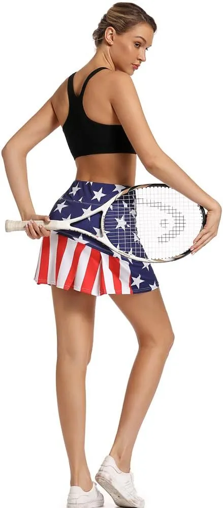 Ultrafun Women's Active Tennis Golf Skort Pleated Athletic Sports Running Skirt with Pockets and Shorts