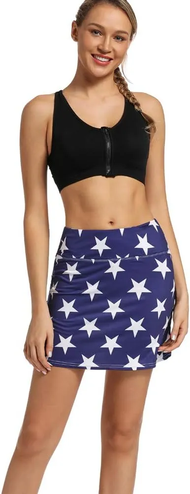 Ultrafun Women's Active Tennis Golf Skort Pleated Athletic Sports Running Skirt with Pockets and Shorts