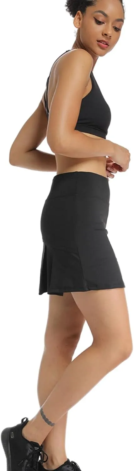 Ultrafun Women's Active Tennis Golf Skort Pleated Athletic Sports Running Skirt with Pockets and Shorts