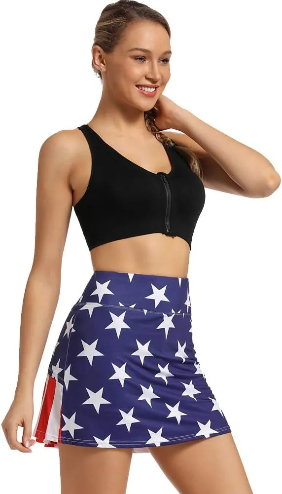 Ultrafun Women's Active Tennis Golf Skort Pleated Athletic Sports Running Skirt with Pockets and Shorts