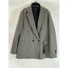 UNIQLO Women's Dark Grey Houndstooth Double Breasted Notch Lapel Blazer SZ XL