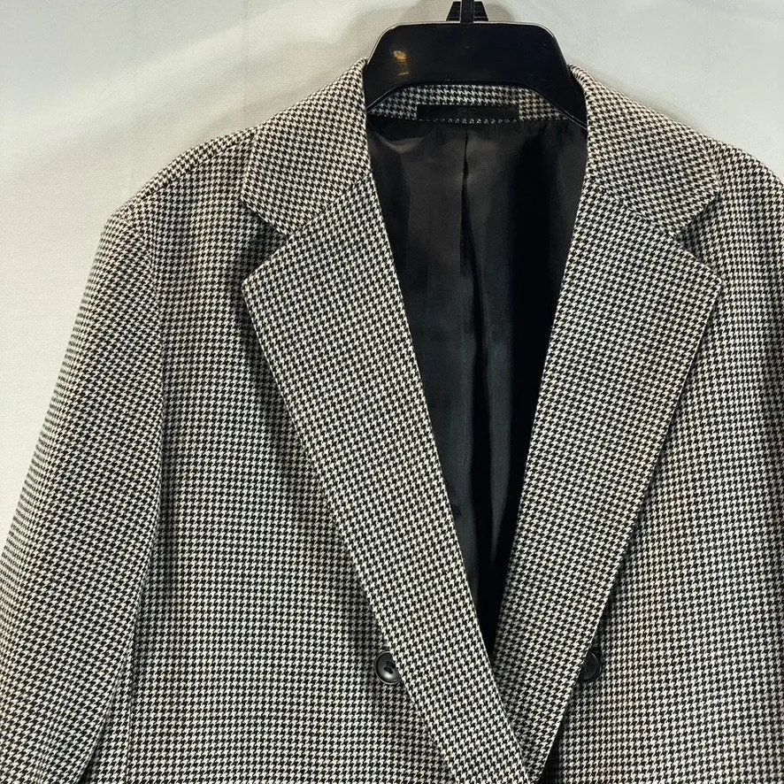 UNIQLO Women's Dark Grey Houndstooth Double Breasted Notch Lapel Blazer SZ XL