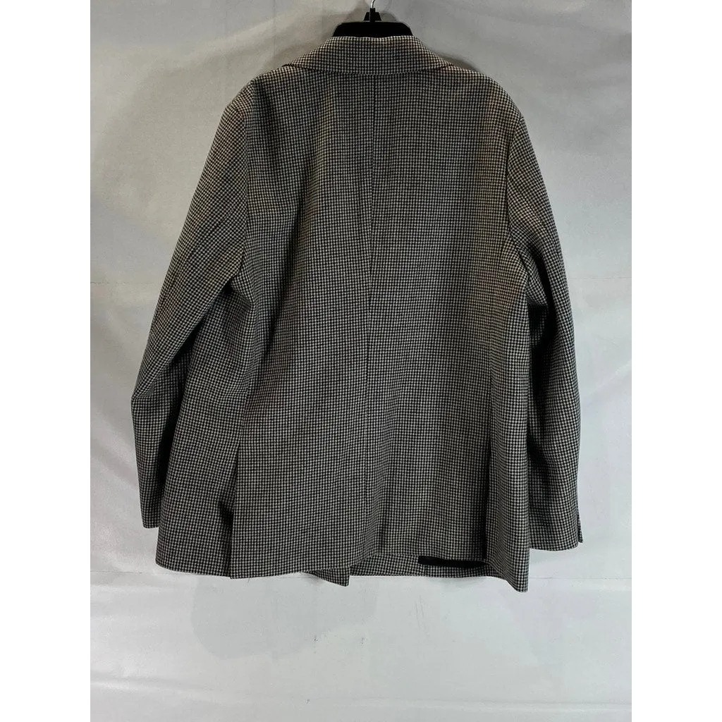 UNIQLO Women's Dark Grey Houndstooth Double Breasted Notch Lapel Blazer SZ XL
