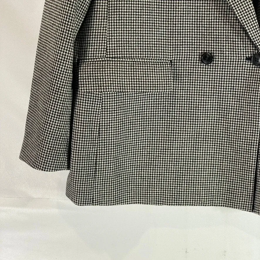 UNIQLO Women's Dark Grey Houndstooth Double Breasted Notch Lapel Blazer SZ XL