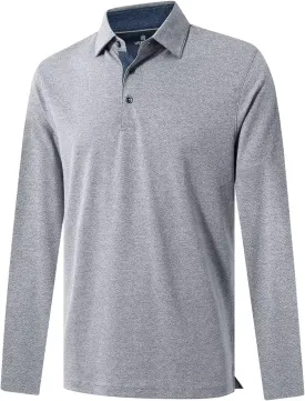 VEBOON Men's Polo Shirts Long and Short Sleeve Cotton Blend Heather Moisture Wicking Casual Collared Shirts