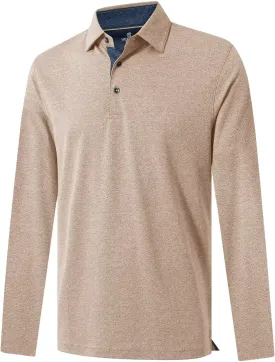 VEBOON Men's Polo Shirts Long and Short Sleeve Cotton Blend Heather Moisture Wicking Casual Collared Shirts