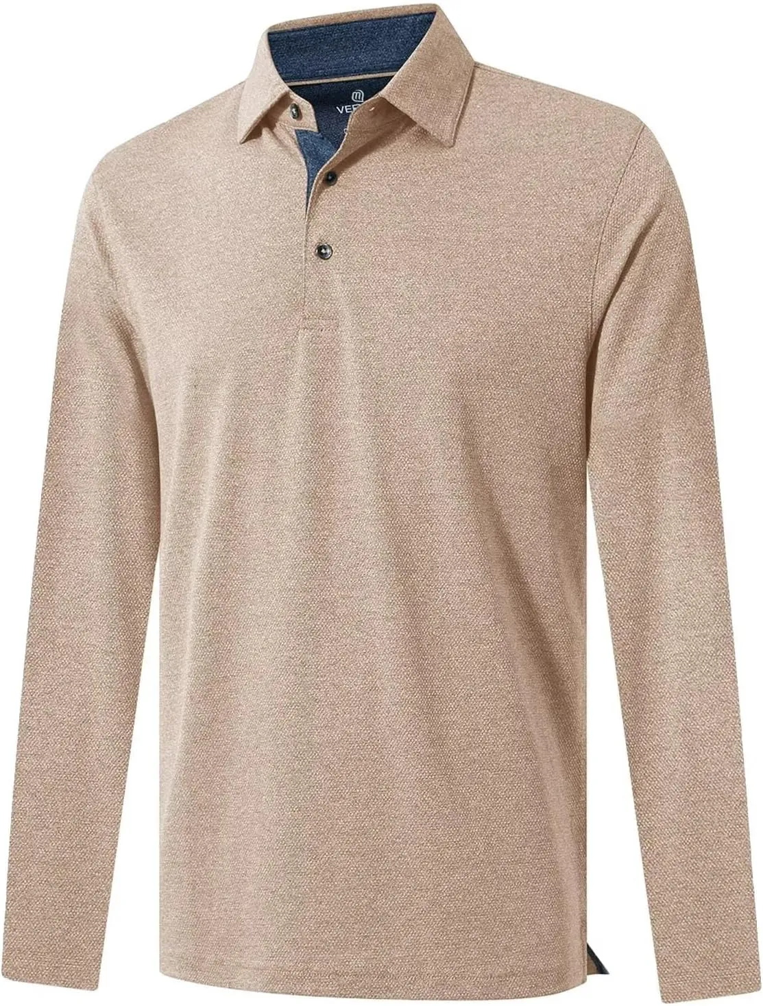 VEBOON Men's Polo Shirts Long and Short Sleeve Cotton Blend Heather Moisture Wicking Casual Collared Shirts