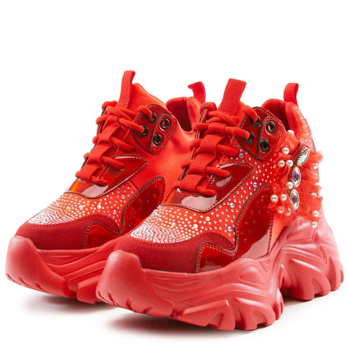 Watermelon-02 Rhinestone Platform Sneakers