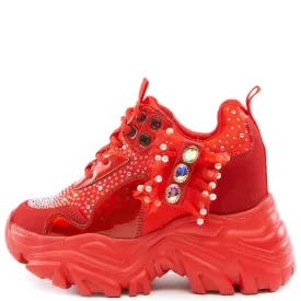 Watermelon-02 Rhinestone Platform Sneakers