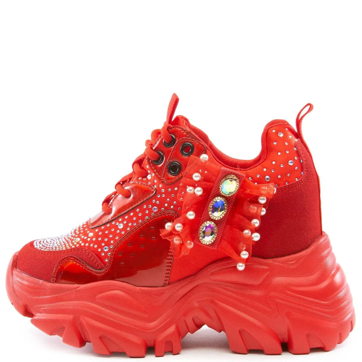 Watermelon-02 Rhinestone Platform Sneakers