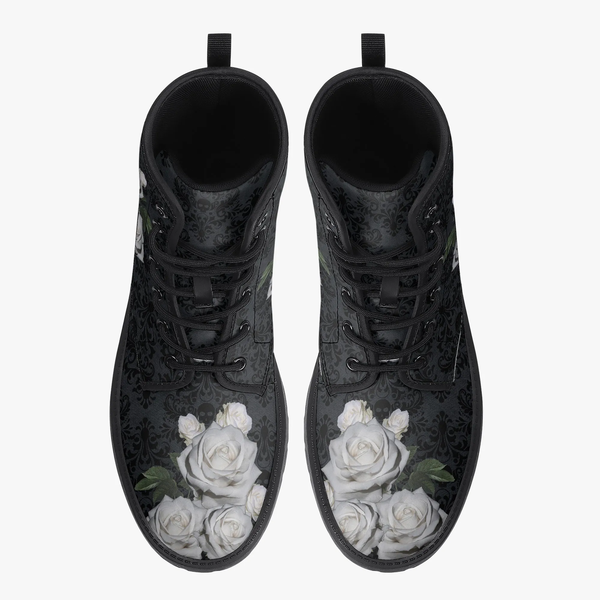 White Rose Gothic Combat Boots JPREGROSES