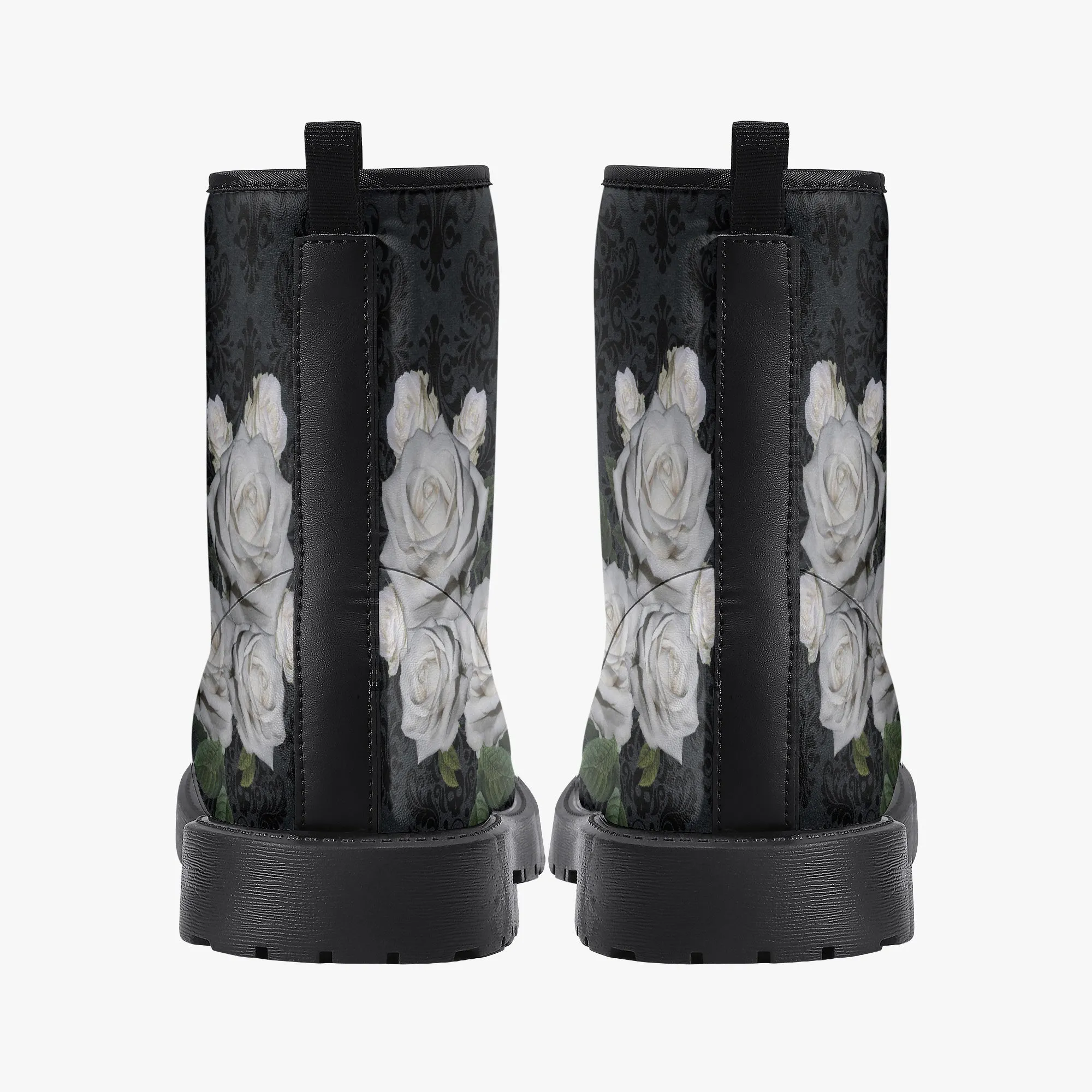 White Rose Gothic Combat Boots JPREGROSES