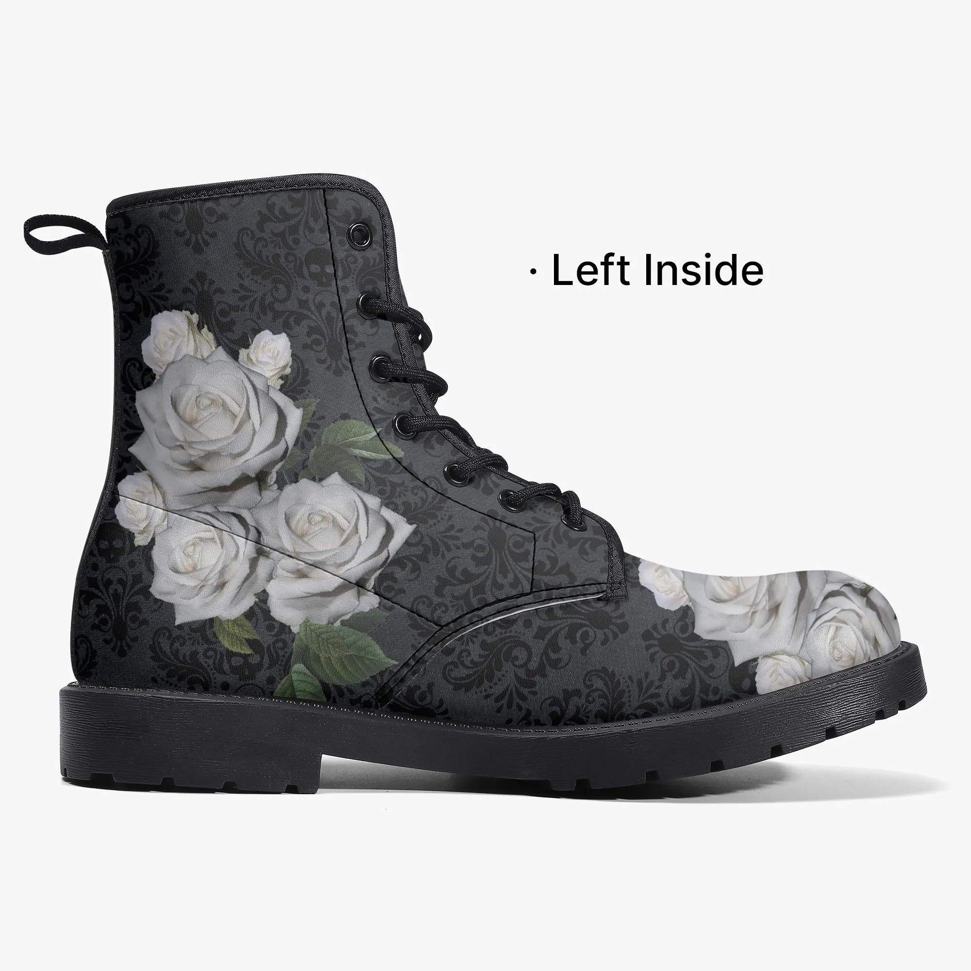 White Rose Gothic Combat Boots JPREGROSES