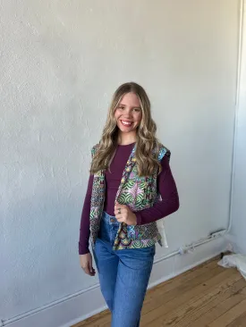 Wine Patch Print Vest
