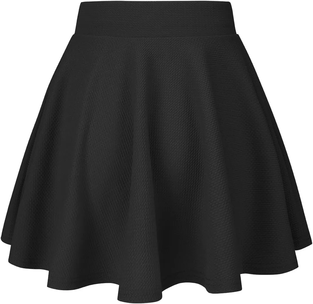Women's Casual Stretch Waist Versatile Flared Mini Skater Skirt