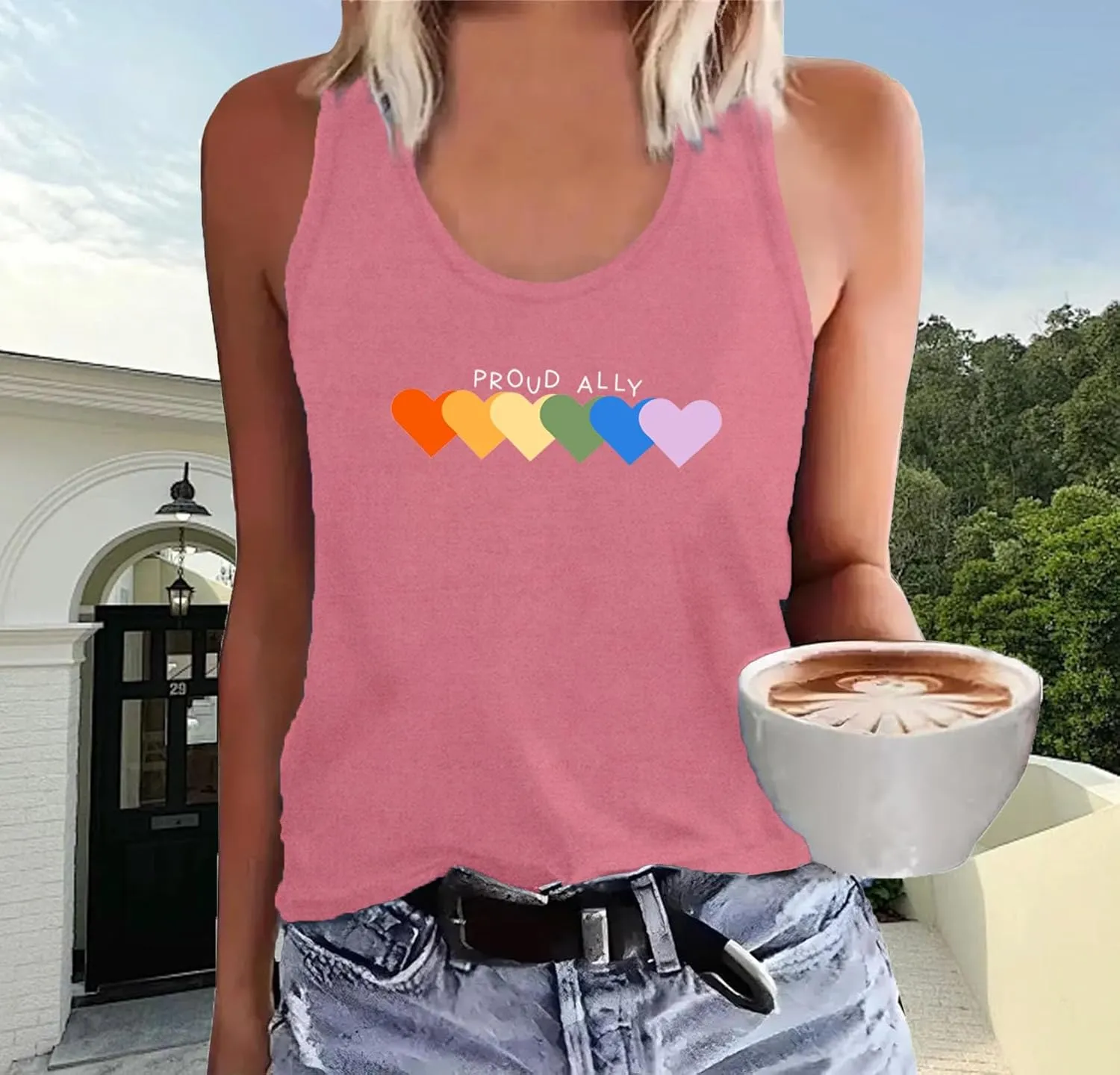 Womens Gay Pride Shirt LGBTQ Equality Tshirt Proud Ally Rainbow Tee Top