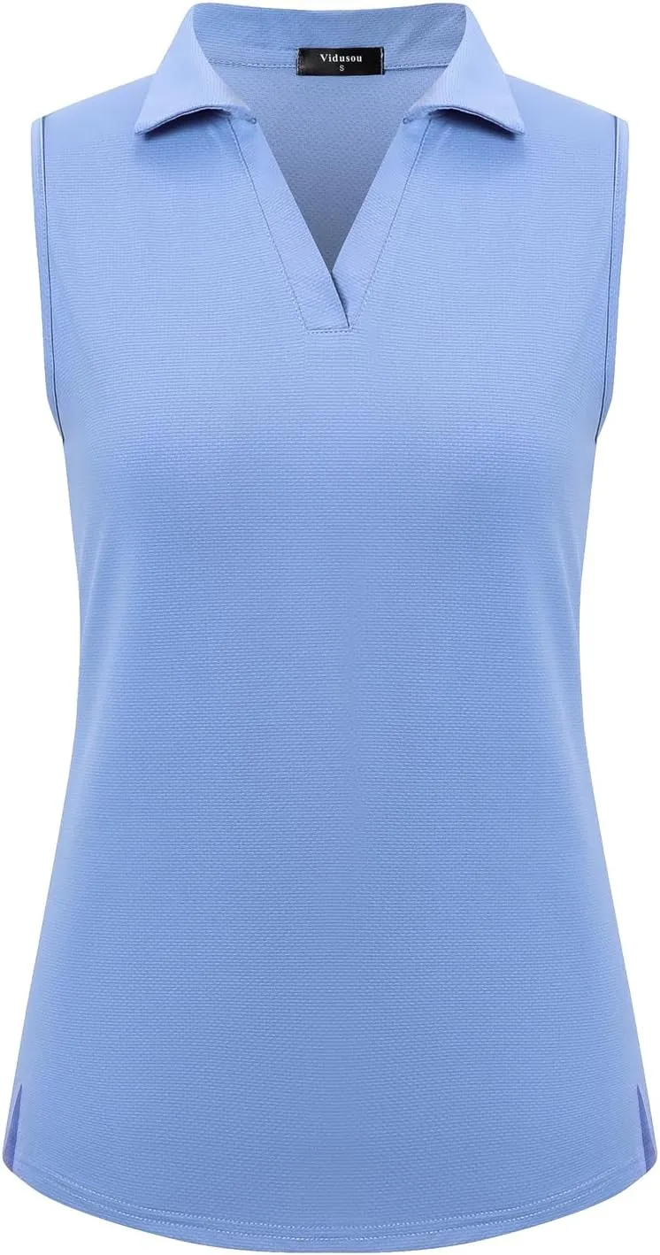 Womens Sleeveless Golf Polo Shirts Lightweight Tennis Sport Tops