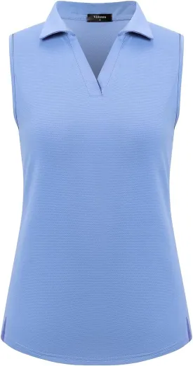 Womens Sleeveless Golf Polo Shirts Lightweight Tennis Sport Tops