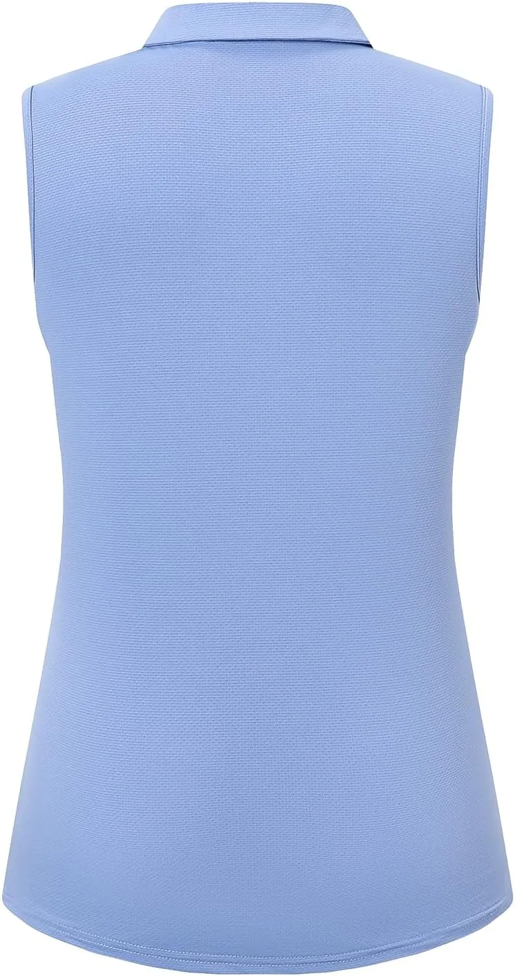 Womens Sleeveless Golf Polo Shirts Lightweight Tennis Sport Tops