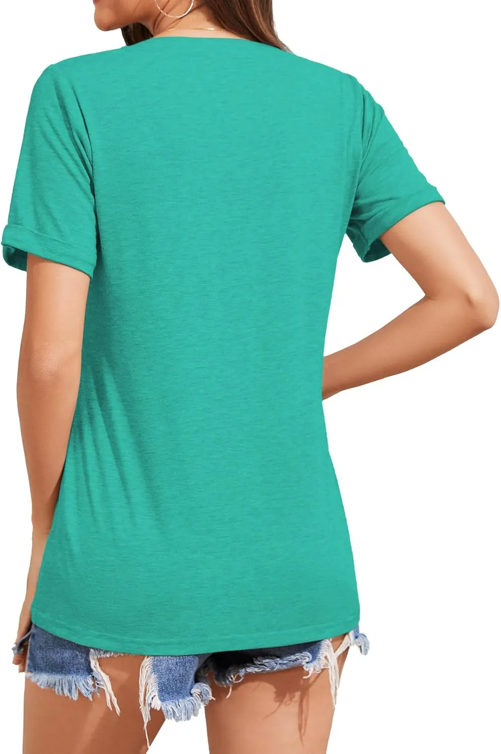 Womens Summer Shirts Short Sleeve Button Down V Neck Business Casual Tunic Tops Ladies Blouses Basic Tees