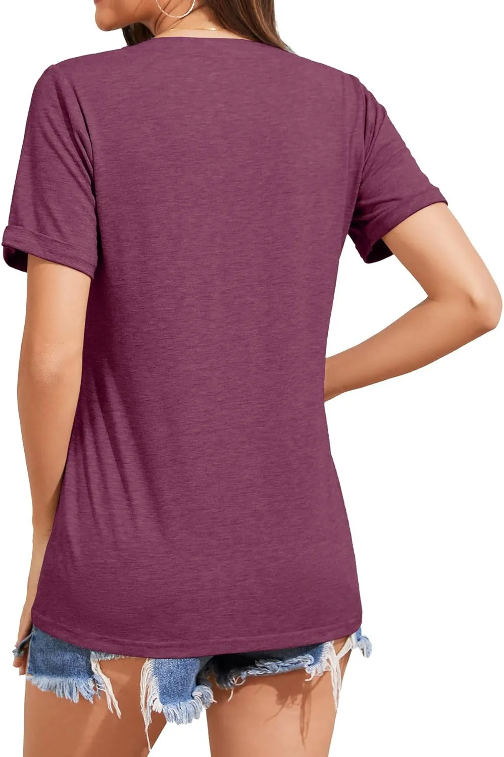 Womens Summer Shirts Short Sleeve Button Down V Neck Business Casual Tunic Tops Ladies Blouses Basic Tees
