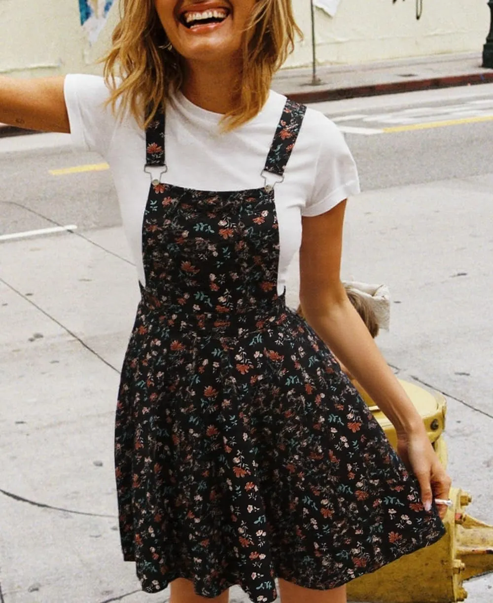 YOINS Overall Pinafore Dresses for Women Adjustable Straps Pleated Mini Cute Suspender Skirts Pinafore Dress