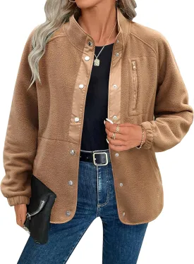 Zeagoo Women's Cozy Fleece Jacket Western Aztec Print Button Down Coat with Pockets Casual Warm Outwear 2024